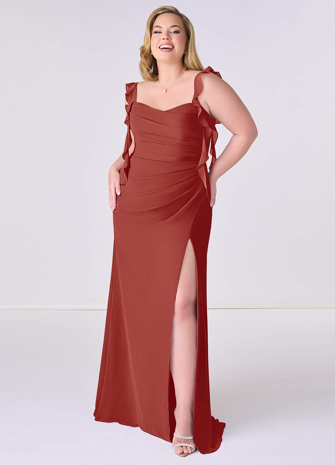 Sweetheart geplooide chiffon zeemeerminjurk met ruches-AZ6941234-vente finale