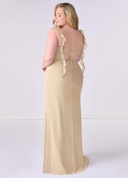 Herzförmiges, plissiertes Meerjungfrau-Kleid aus Chiffon mit Rüschen-AZ6949845-vente finale