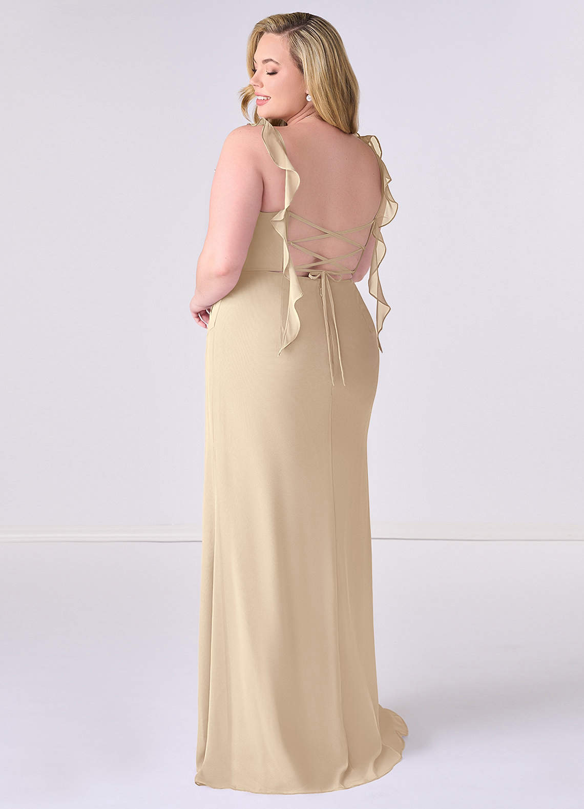 Vestido de sirena de gasa con volantes plisados y escote corazón-AZ97323420-vente finale